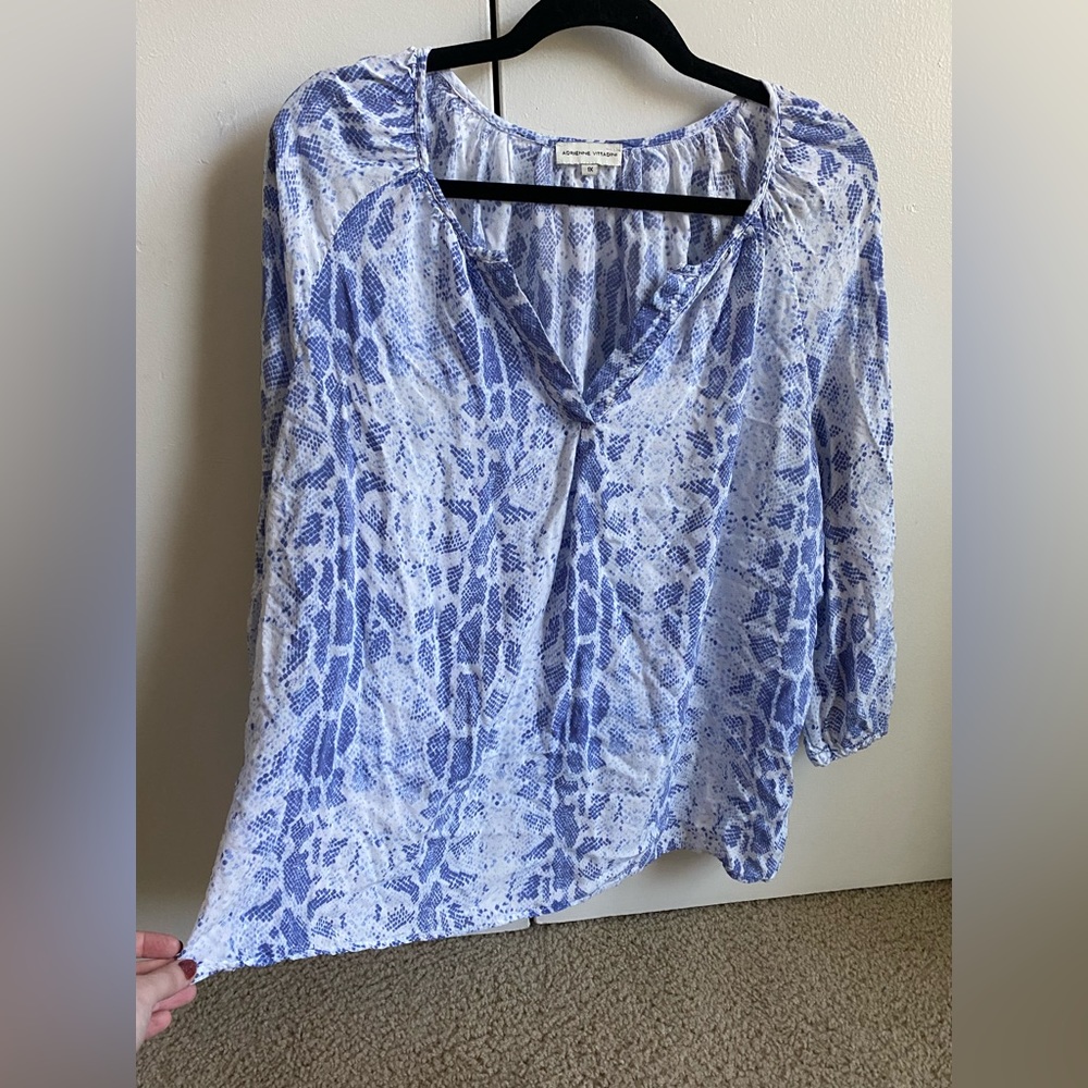 Adrienne Vittadini Blue Snakeskin Blouse Size 1X